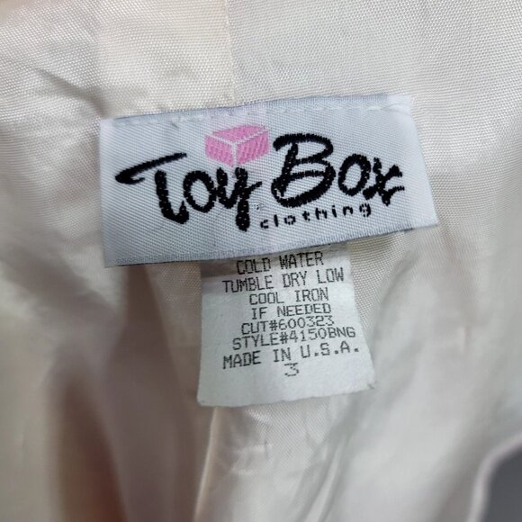 Vintage 90s Y2K Toy Box Jrs 3 White Pink Stitched Pinstriped‎ Tailored Blazer - Picture 8 of 9